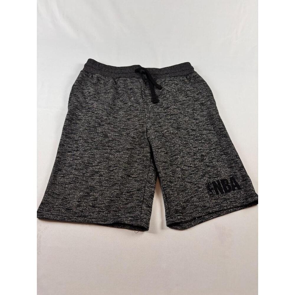 NBA Mens Medium Space Dye‎ Athletic Shorts Grey Black Drawstring French Terry